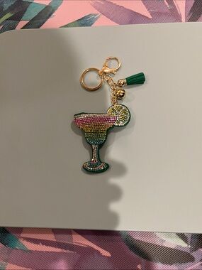 Crystal Margarita Glass Key Charm in Green Multicolor